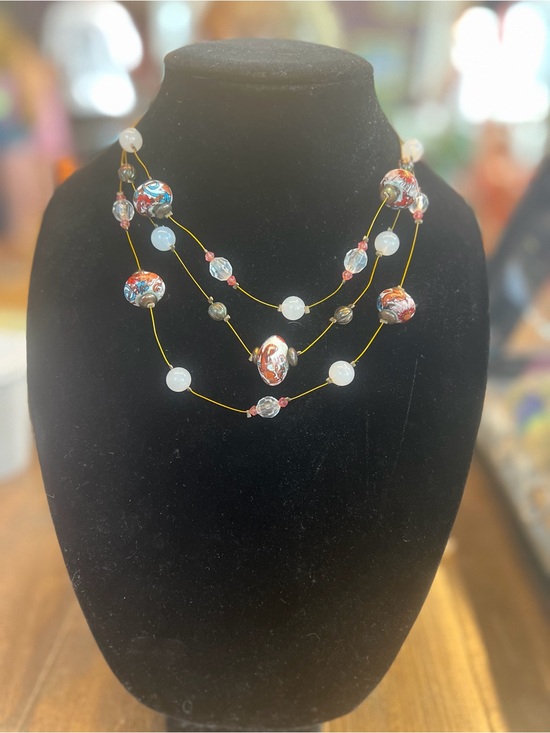 Jewelry - Multi-Strand Floral Glass Bead Necklace